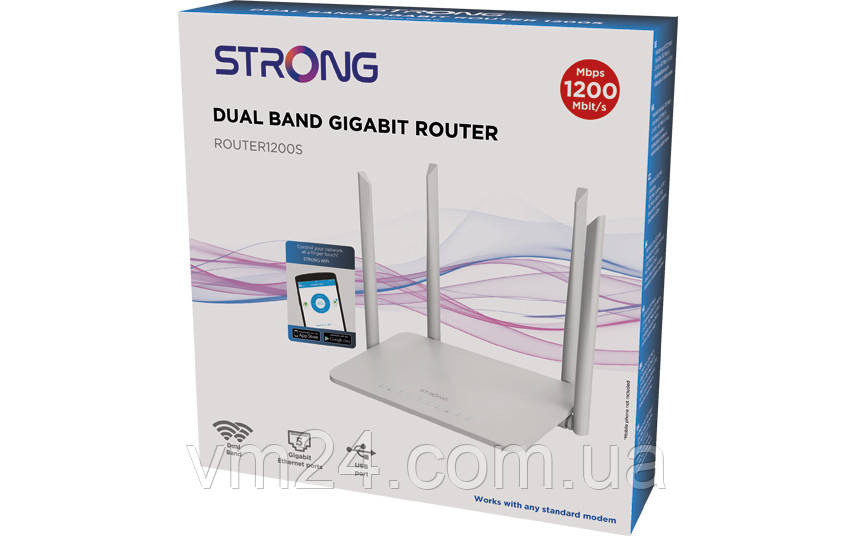 Wi-Fi-Маршрутизатор STRONG Dual Band Gigabit 1200S  Дводіапазонний гігабітний