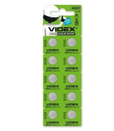 Батарейки годин Videx AG 10 (LR1130) BLISTER CARD 10 pcs