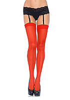 Красные сексуальные чулки под подвязки Leg Avenue Sheer Stockings Red, plus size