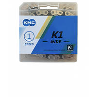 Ланцюг KMC K1 Wide BMX/FIX одношвидкісний 1/2x1/8 110 ланок з замком silver/black