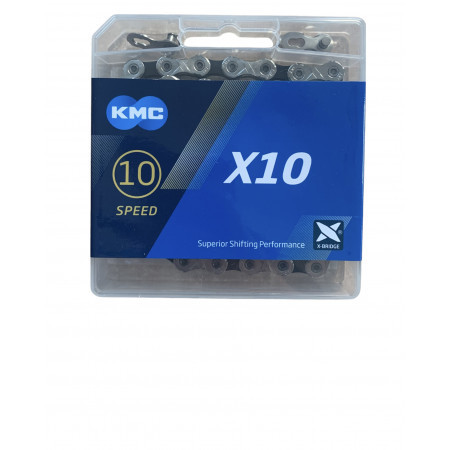 Цепь KMC X10 10 скоростей 1/2x11/128 114 звеньев с замком silver/black