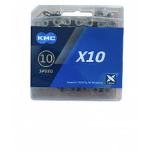 Ланцюг KMC X10 10 швидкостей 1/2x11/128 114 ланок з замком silver/black