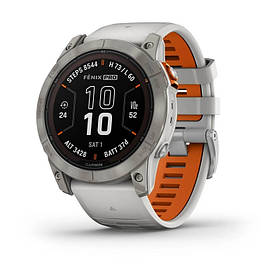 Смарт-годинник Garmin Fenix 7X Pro Sapphire Solar Edition Titanium with Fog Gray/Ember Orange Band