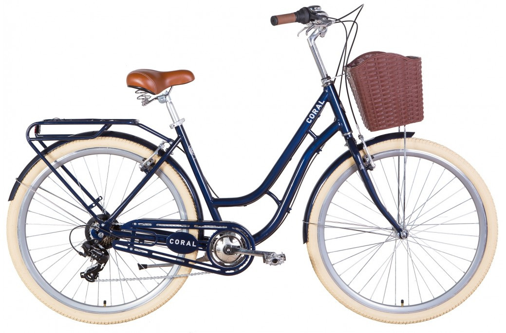 Велосипед Dorozhnik CORAL 28" AL, під тріск.,рама-19" синій із задн.багажний. St, з крилом St, з корз. 2021