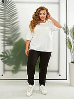 Женский брючный костюм двойка футболка и штаны Размеры 48-50,52-54,56-58,60-62