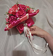 Малиновый свадебный букет-дублер невесты "Королевский"