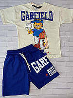 Детский летний костюм с котиком Гарфилд для мальчиков (футболка и шорты)