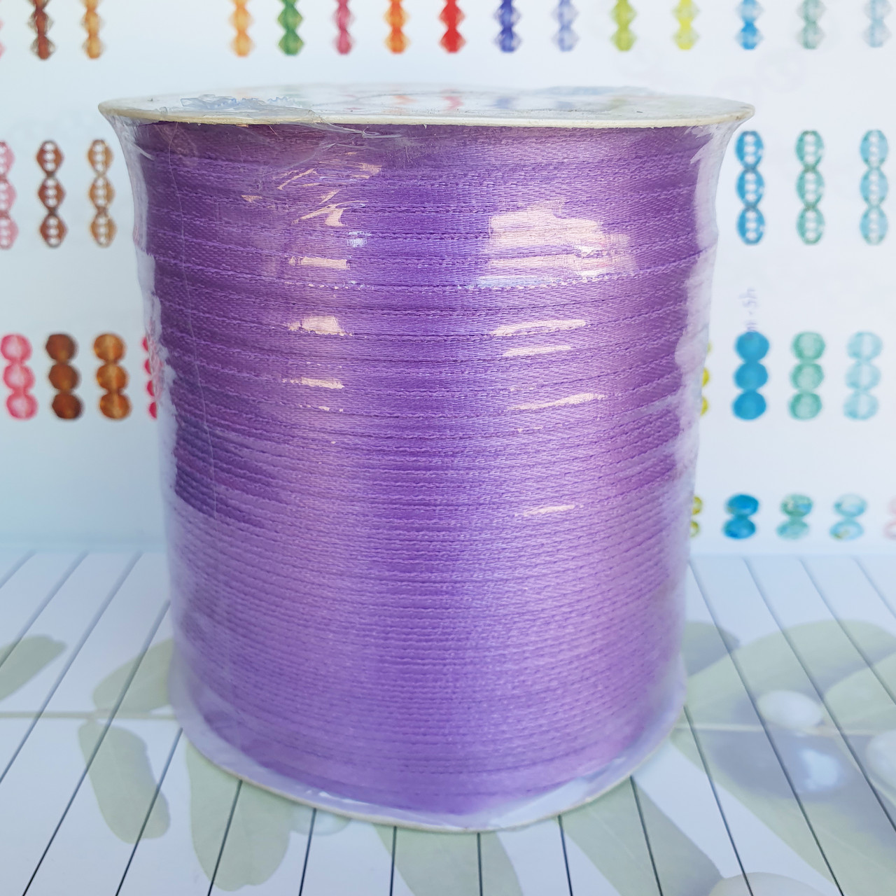 Стрічка атласна, фіолетова, 0,3 см, 700 м/котушка