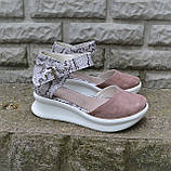 Замшеві босоніжки на танкетці, фото 5