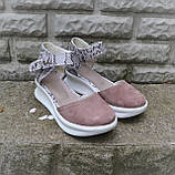 Замшеві босоніжки на танкетці, фото 3