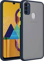 Матовий чохол бампер для Samsung Galaxy M21 синій протиударний захист камери