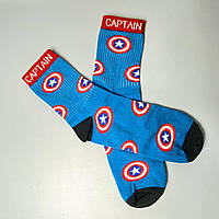 Шкарпетки чоловічі демісезонні 1 пара з мультяшним принтом "Captain" 41-45 р бавовняні та високі, яскраві
