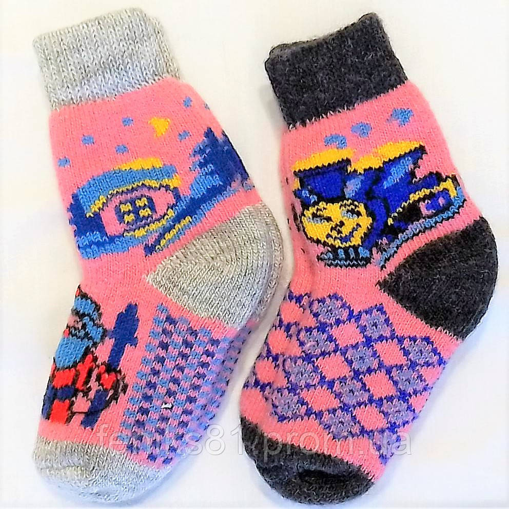 Теплі в'язані махрові дитячі шкарпетки, шерсть, на дівчинку 5-7 років, розмір 29-31