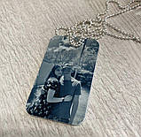 Армійський жетон металевий з фото вашої родини, кольорове зображення. Ланцюжок, бампер та скоба в подарунок. Є наложка, фото 3