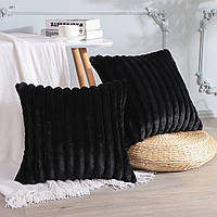 Декоративна велюрова подушка в смужку Шарпей 43х43 см