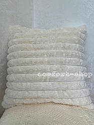 Декоративна велюрова подушка в смужку Шарпей 43х43 см