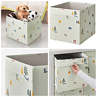 Бархатная коробка IKEA DRÖNA DRONA 33x38x33см салатовый органайзер для хранения детских вещей ИКЕА ДРЕНА ДРОНА
