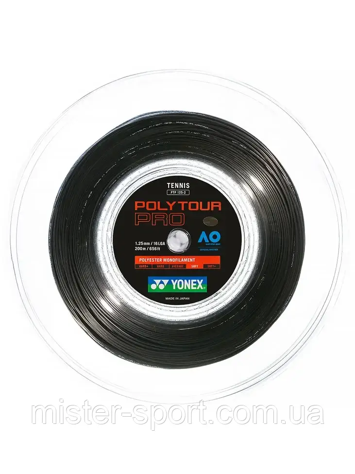 Yonex Poly Tour Pro струни для тенісу 1.25мм/200 м. бобіна чорні