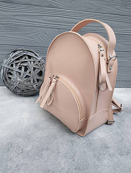 Рюкзак жіночий міський на блискавці з карманом 22*25 см Nata Пудра