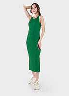 Довге жіноче літнє плаття майка в рубчик зелений, розмір 40/44 (XS-M)