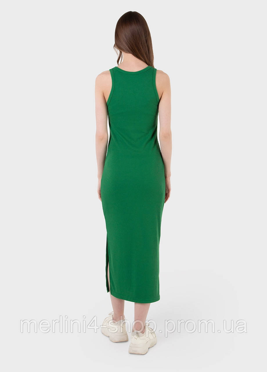 Длинное женское летнее платье майка в рубчик зеленый, размер 40/44 (XS-M) - фото 3 - id-p1864163305