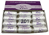 Нитки швейные Kiwi (Киви) 40/2 (400 ярдов) полиэстер цвет белый №301 (упаковка 12 шт)