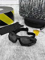 Защитные очки-маска черные, тактические военные очки с 3 сменными линзами, с чехлом
