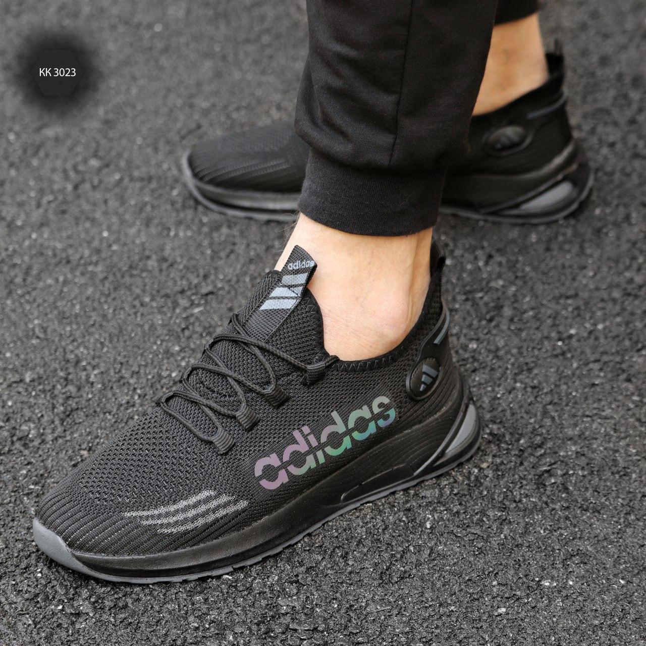 Кросівки чоловічі Adidas Black чорні модні весна літо стильні легкі молодіжні сітка якісні, фото 1