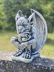 Садова фігура, скульптура Гаргульй з крилами для декору саду виготовлена ​​з цементу, ручної роботи 28 см