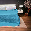 Стьобане блакитне покривало на ліжко, літнє укривало My Home 220*240 см, 100% Бавовна, фото 2