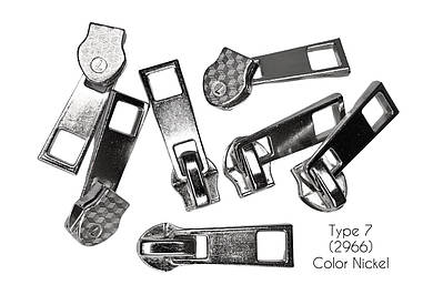Бігунок галантерейний Нікель для спіральної блискавки тип7 (2966) без фіксатора