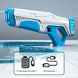 Водний бластер, пістолет Thunder автомат електричний з насосом, акумулятором, USB заряджання — Синій, фото 3