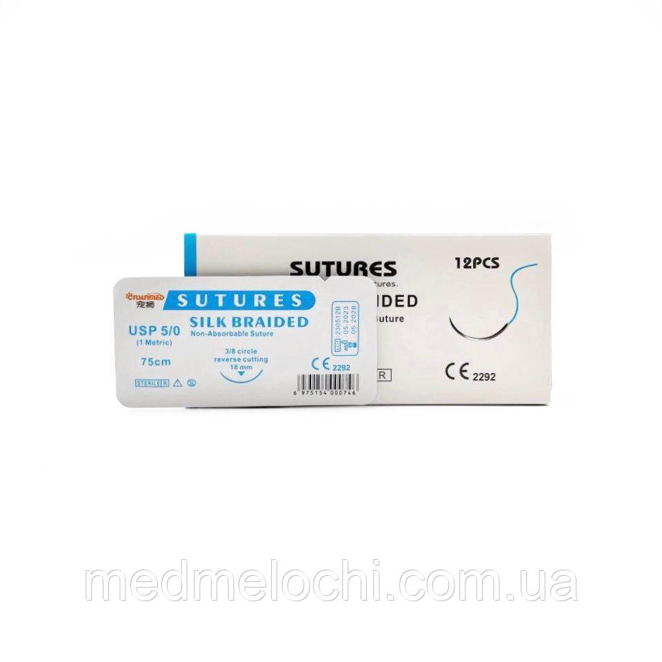 Шовк Sunmed USP 5/0 (EP 1) зі звор. ріж. голкою 18мм 3/8 кола