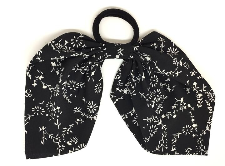 Гумка для волосся бант Твіллі чорно-білий, фото 1