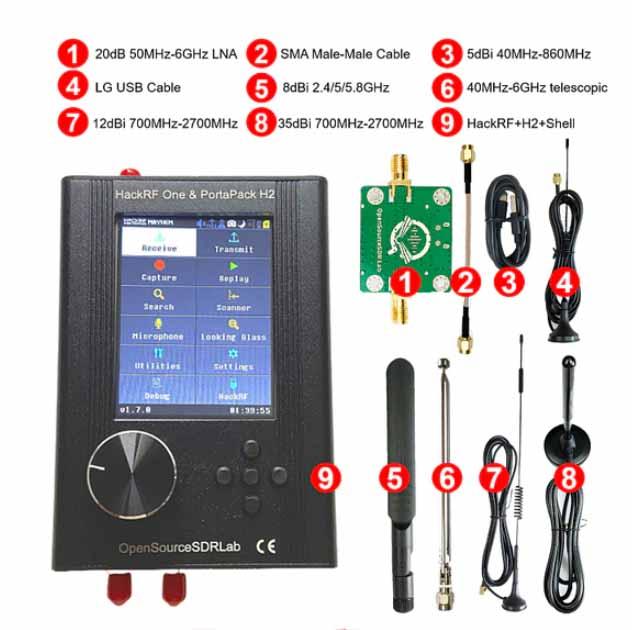 Анализатор спектра HackRF One Portapack H2 Max (максимальный комплект ...