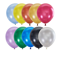 Шары воздушные разноцветные 30 см 12", надувные шарики металлик, ассорти 100 шт Китай