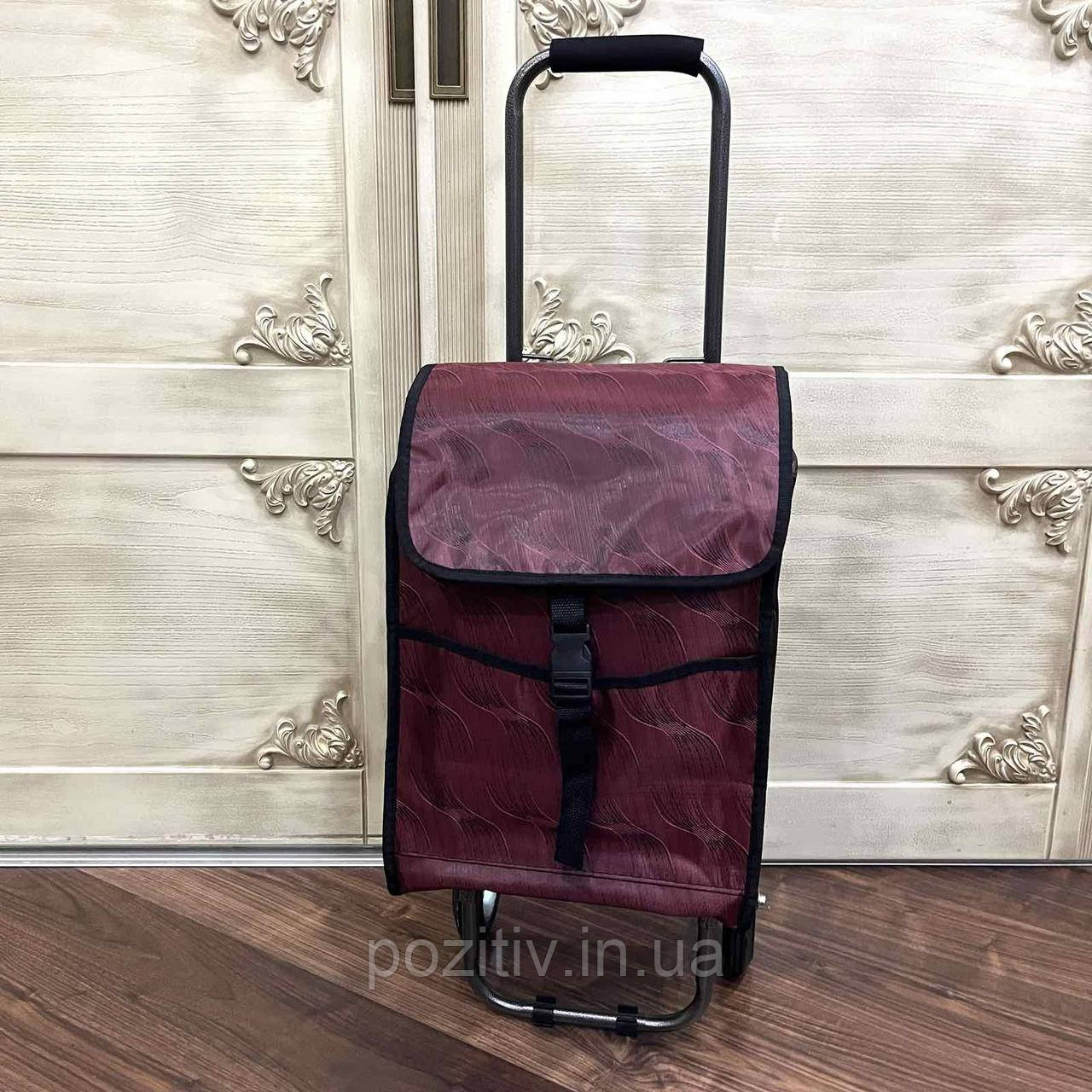 Сумка на колесах господарська бордова, фото 1