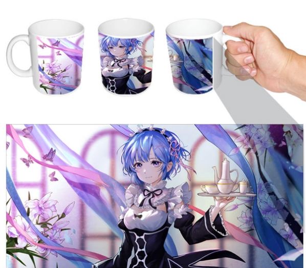 Чашка біла аніме Життя з нуля ABC