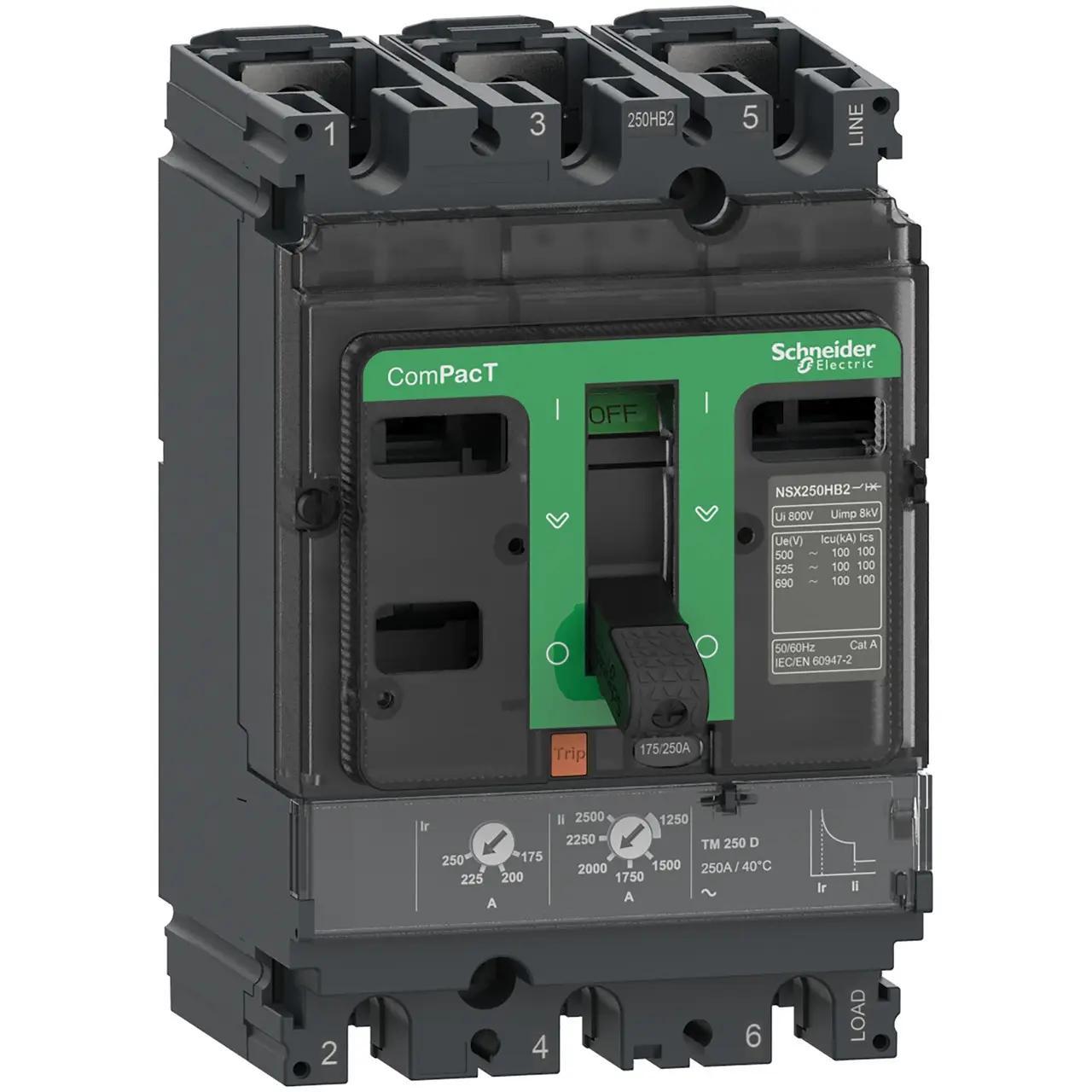 Автоматичний вимикач. ПЗВ Schneider Electric Compact NSX 250A, 3P, 36kA (C25F3TM250)