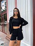 Костюм-трійка спортивний жіночий літній: худі на блискавці шорти топ (в кольорах), фото 3