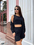Костюм-трійка спортивний жіночий літній: худі на блискавці шорти топ (в кольорах), фото 10