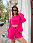Костюм-трійка спортивний жіночий літній: худі на блискавці шорти топ (в кольорах), фото 5
