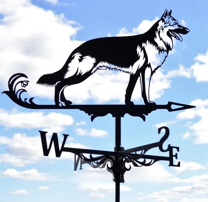 Флюгер на дах Собака німецька вівчарка, вітряк на будинок