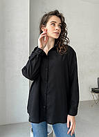 Женская классическая рубашка с длинным рукавом черная Merlini Мерлини, размер 54/56 (4XL-5XL)