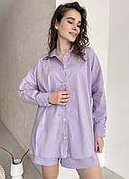 Оверсайз женская хлопковая рубашка с длинным рукавом фиолетовый Merlini Мерлини, размер 42/44 (S-M)