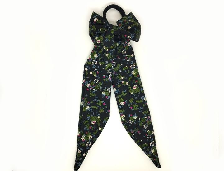 Гумка для волосся бант Твіллі чорно-зелений, фото 1