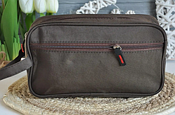 Несесер на блискавці, косметичка коричнева чоловіча з ручкою 25х15х8 см, органайзер для туалетного приладдя