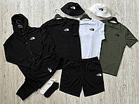 Комплект мужской Кофта + Штаны + Шорты + Футболка + Панама + Носки The North Face Спортивный костюм черный