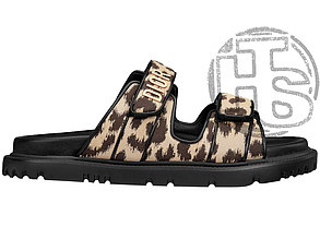 Жіночі шльопанці Dior Slides Multicolor Leopard Black KCQ719LNY S29X