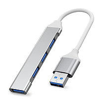 USB хаб, концентратор / розгалужувач для ноутбука OTG , на 4 порти USB SILVER